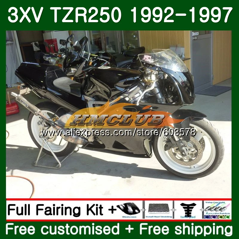 3XV для YAMAHA TZR-250 TZR250 1992 1993 1994 1995 1996 1997 122CL. 1 глянцевый черный TZR250RR RR ТЗР 250 92 93 94 95 96 97 обтекатель