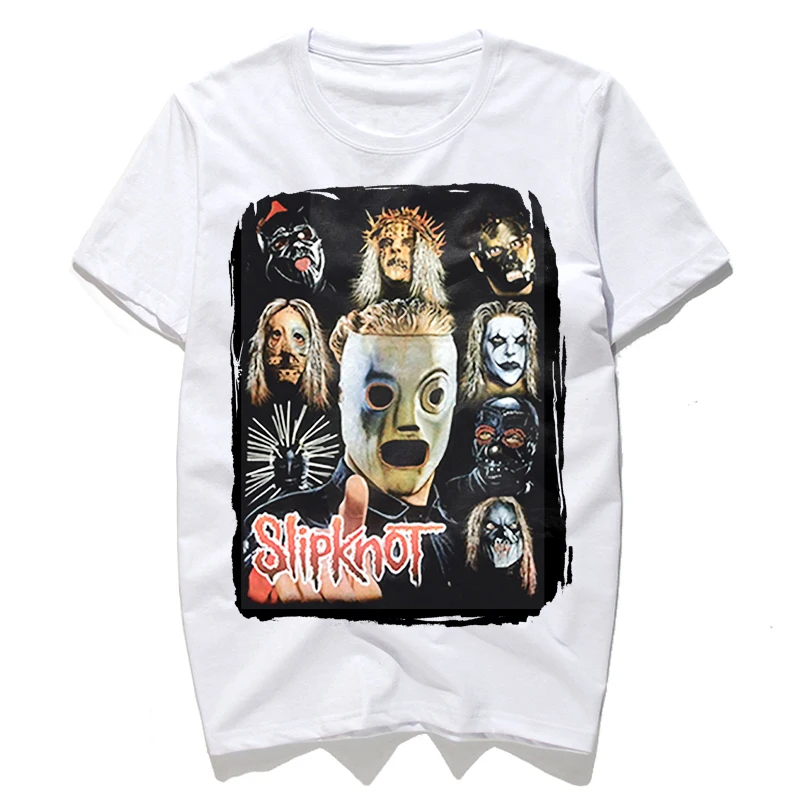 Уличная футболка Slipknot мужская хип-хоп цифровая печать черные белые футболки мужские s футболки модные хлопковые повседневные футболки с принтом
