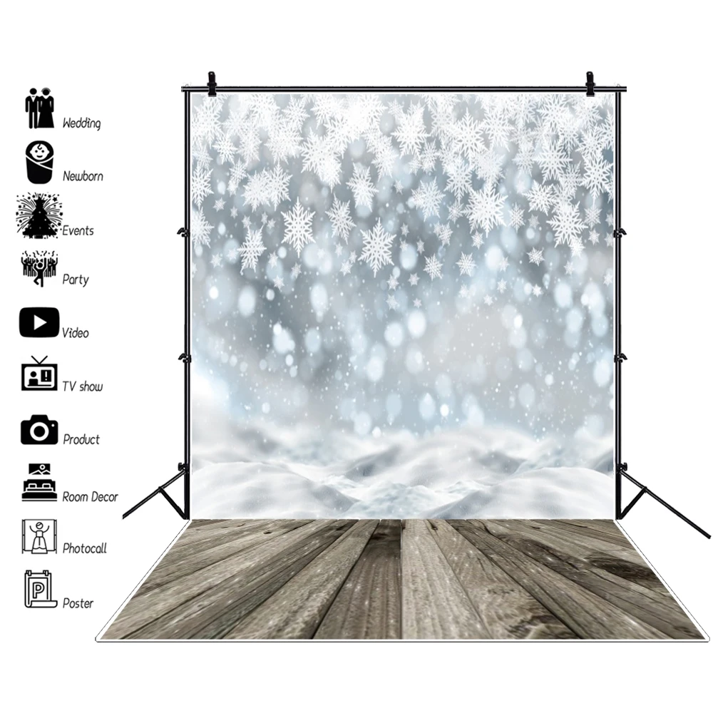 Laeacco Wood Backdrops Winter Snowflake Dark Planks Baby Portrait Scenic Backgrounds Photography For Photo Studio | Электроника