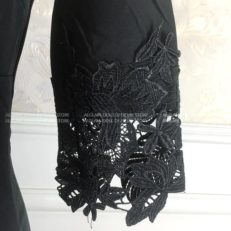 Весна 3/4 рукав кружева лоскутное черное Vestidos женское с v-образным вырезом Асимметричное мини облегающее сексуальное Клубное платье