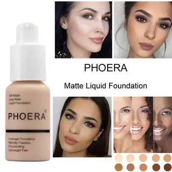 

Phoera Matte Liquid Foundation Full Coverage Long Lasting Concealer Natural Base Makeup Foundation Cream Cosmetics Dropshipping
