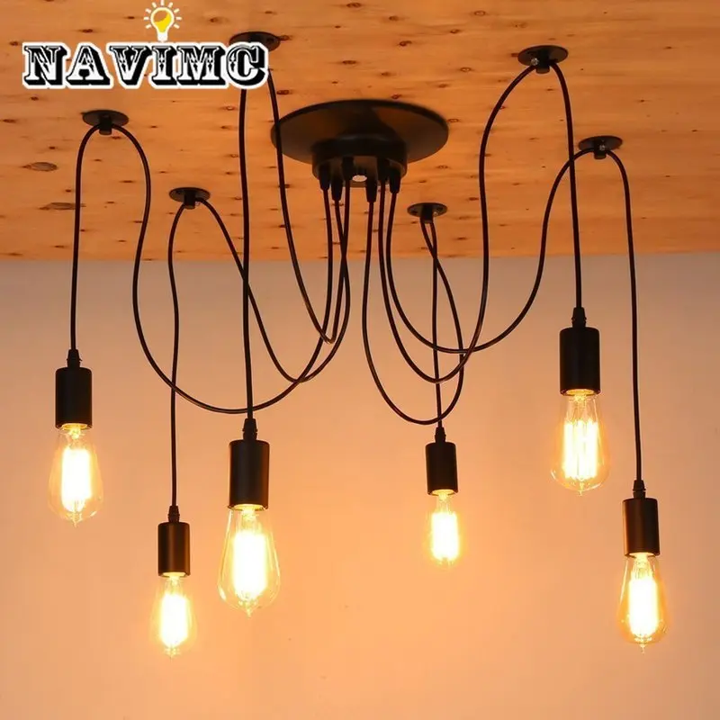 

Modern Style Without Bulb Vintage Loft Antique Adjustable DIY E27 Art Spider Pendant Light Home Lighting