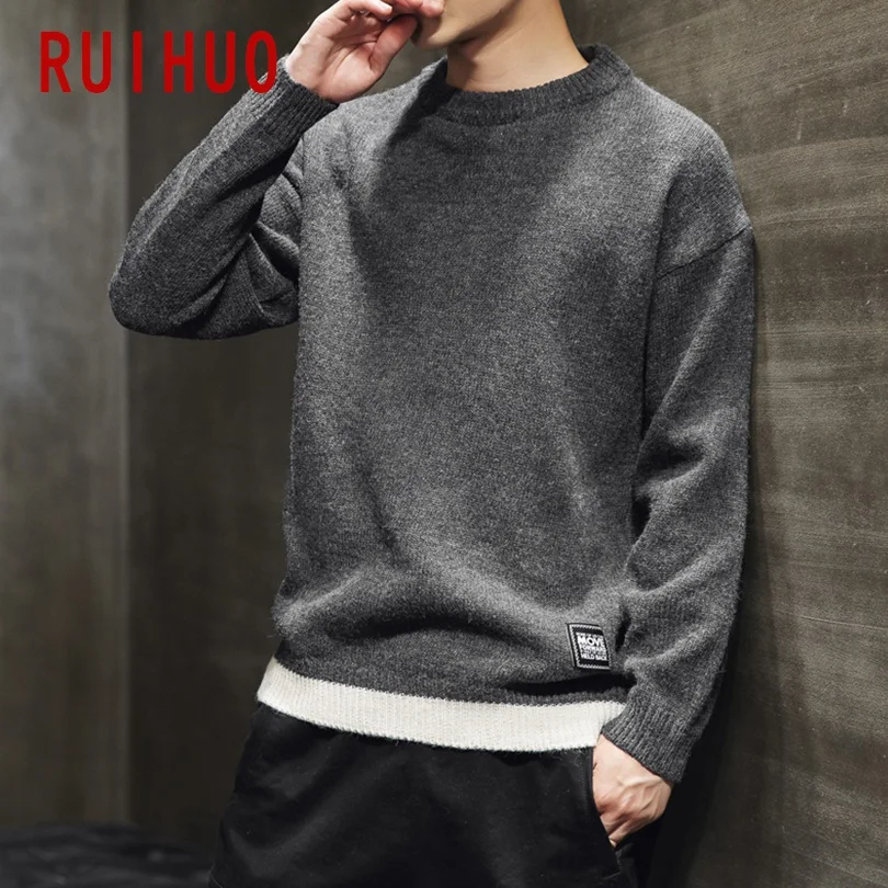 RUIHUO однотонный Повседневный зимний свитер, мужское пальто, осенний свитер, мужское зимнее пальто, пуловер и свитеры для мужчин, осенняя одежда XXXL