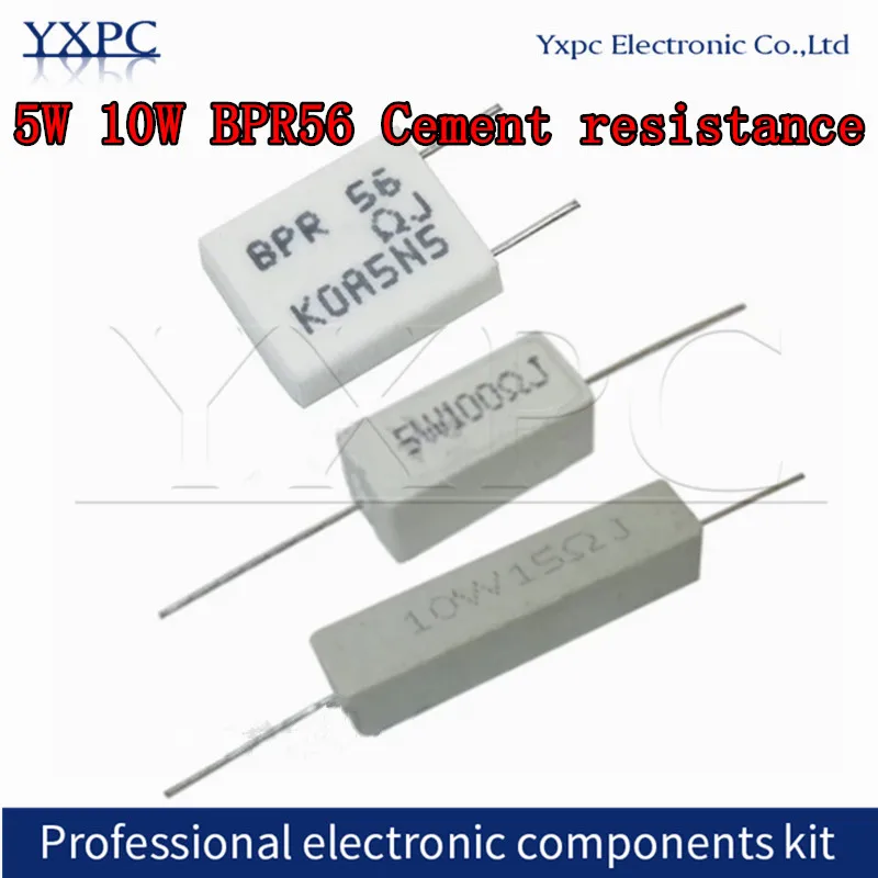 Цементный резистор BPR56 5 Вт 10 шт. сопротивление 0 1 ~ кОм 0.33R 1R 10R 100R 22 33 100 1k цементный |