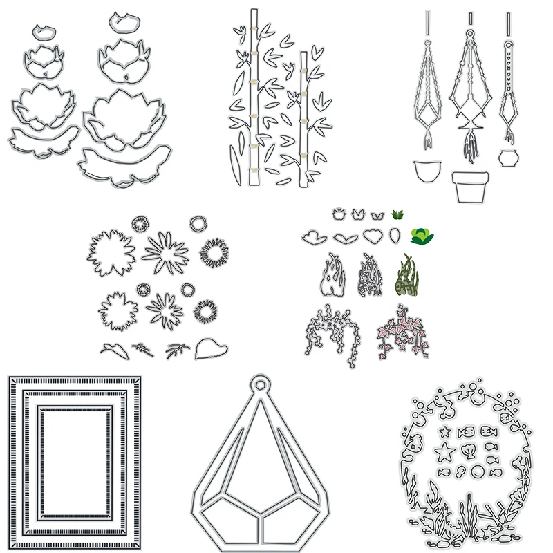 

Layering Flower Hanging Basket Bamboo Metal Cutting Dies Stencils For DIY Scrapbooking Decoration Embossing Card Craft Die Cut