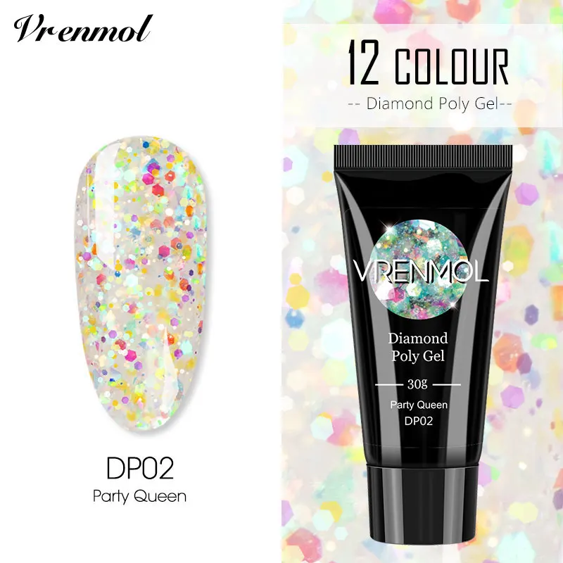 30ml DP02 Vrenmol Poly гель Semic Перманентный не чистый лак верхнее Базовое покрытие гель лак верхнее покрытие Базовое покрытие основа прозрачный гель лак - Цвет: 30ml DP02