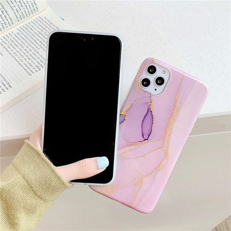 Карамельный цвет Золотой Мрамор чехол для телефона для iphone 11 11Pro Max X XR XS 7 8 6 6S Plus художественная картина маслом текстура гранит чехол