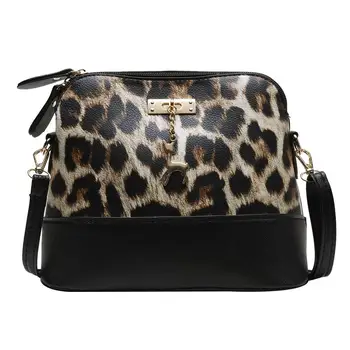 

Women Fashion PU Leather Patchwork Crossbody Bags Female Casual Leopard Shell Shoulder Messenger Handbag