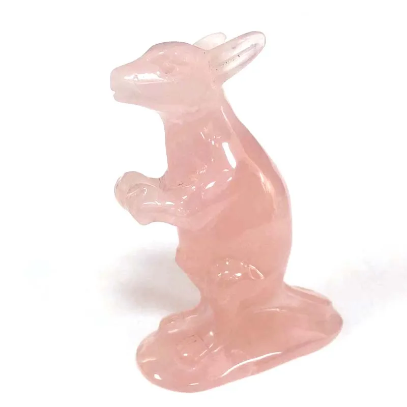 rose quartz Высокое качество ручной работы розовый кварц кристалл кенгуру статуя ремесло резные рейки Целебный Камень животные для подарка и домашнего декора XY - Цвет: rose quartz