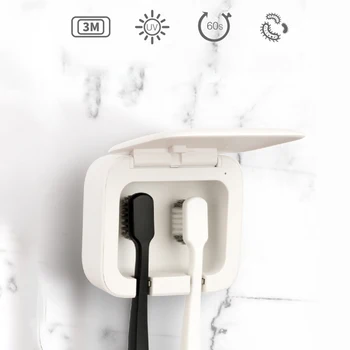 

UV Light Toothbrush Sterilizer Punch-free Toothbrush Holder USB Charging Disinfection Ultraviolet Tooth Brush Sterilizer Box