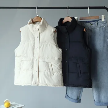 

Vest coat Women Winter Slim coats New Brand Solid Color Sleeveless Vest Jacket Warm Waistcoat chalecos para mujer