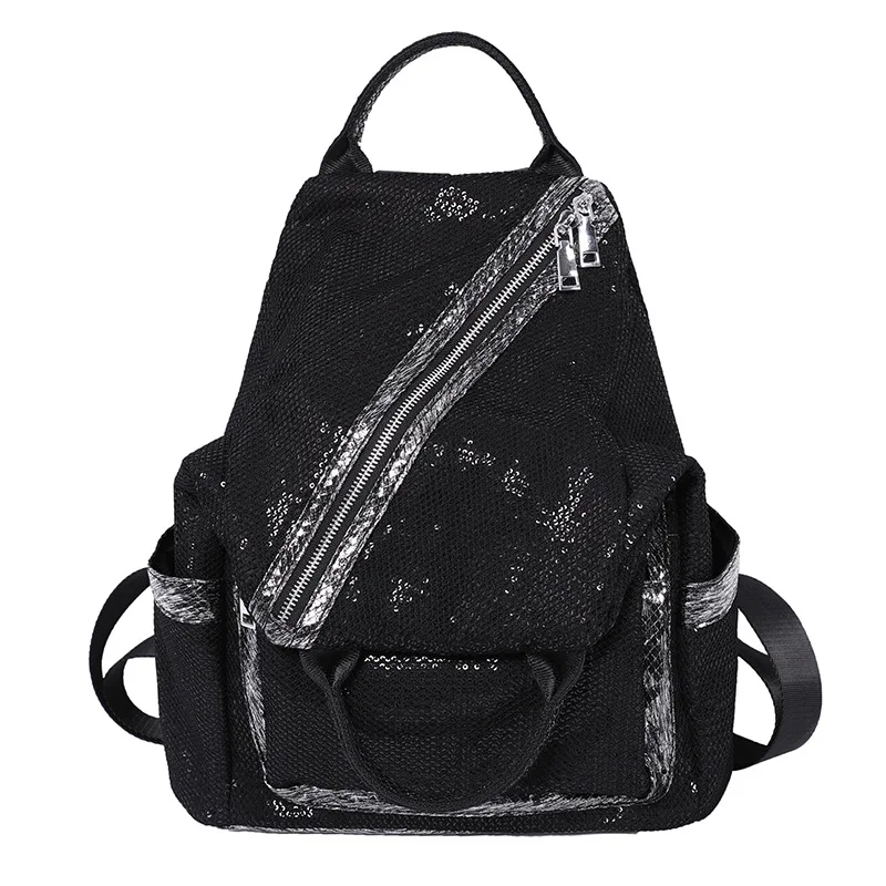 

Fashion Sequin Shoulder Bag Female Korean 2019 Large-capacity Glitter Backpacks Multi-purpose tide Portable Square Rucksacks