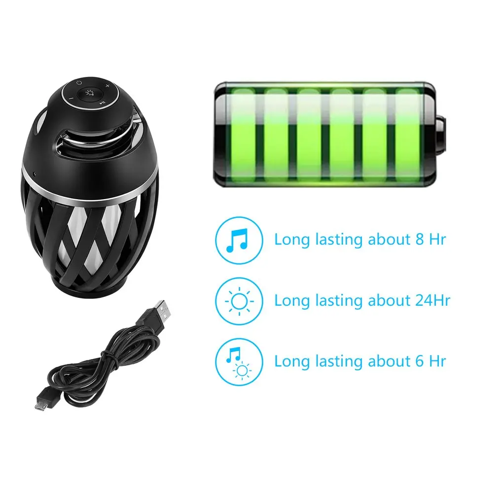 96 LED Flame Atmosphere Lamp Speaker Table Lamp Portable Wireless Speaker with Superior Bass and Sound 2000mAh