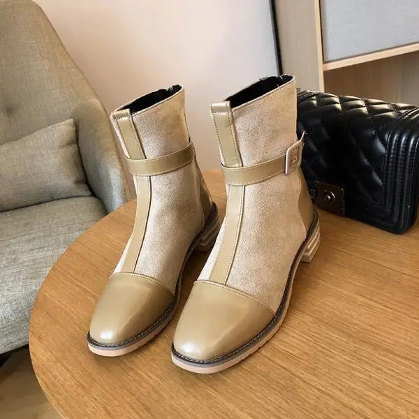 Rock Shoes Woman Luxury Designer Clogs Platform Back Zip Zipper Women Boots Winter Flat Heel Booties Ladies Round Toe Martins - Цвет: 2