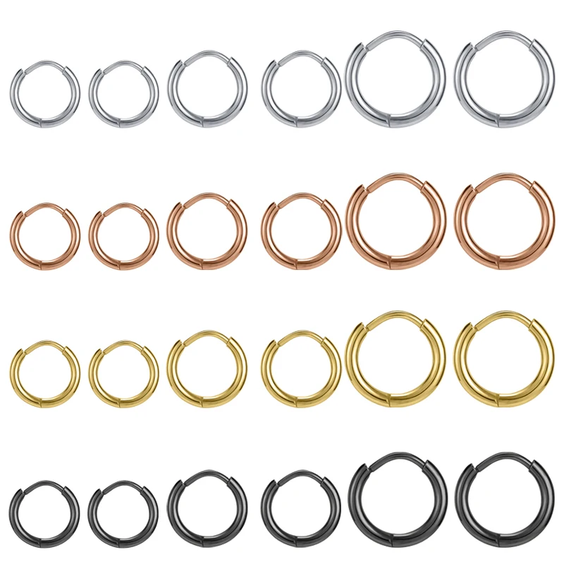 

AOEDEJ High Polish Smooth Round Earring Women Men Stainless Steel Gold Color Small Hoop Earring Punk Gothic Round Loop Earring