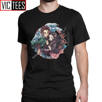 

Tanjirou Nezuko Tshirt for Men Cotton T-Shirt Demon Slayer Kimetsu No Yaiba Kamado Anime Manga