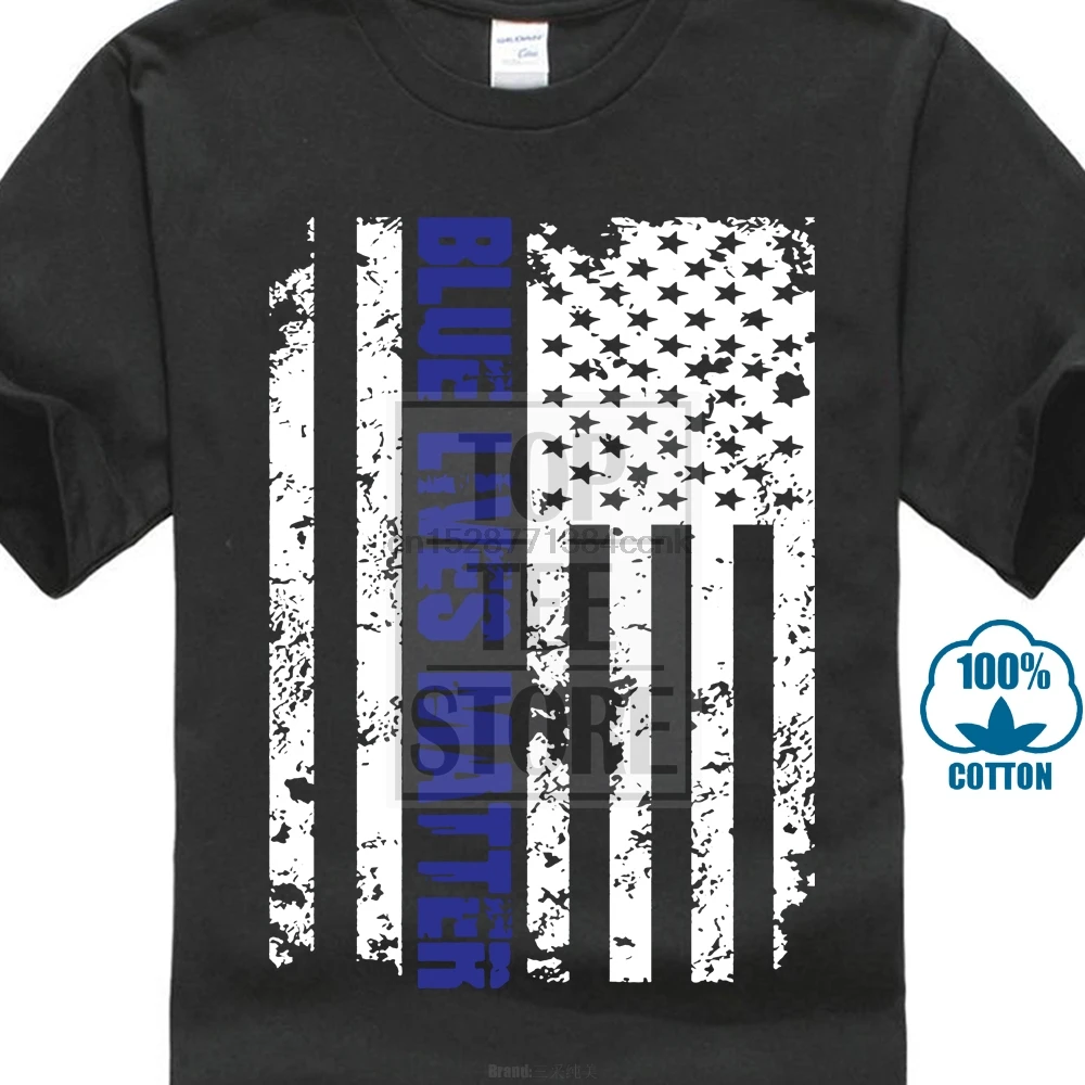 Модные забавные повседневные мужские топы футболки для мужчин s Blue Lives Matter