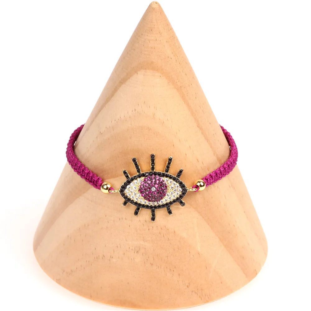 2020 Spring New Bohemian Style Braided Rope Chain Micro-paving Zircons Evil Eye Charm Bracelets for Girls Free Dropshipping