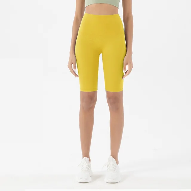 Sexy Sports Yoga Shorts Tights High Waist Fitness Bicycle Running Pants High Waist Peach Hip Soft And Comfortable Gym Clothing Sun God Yellow