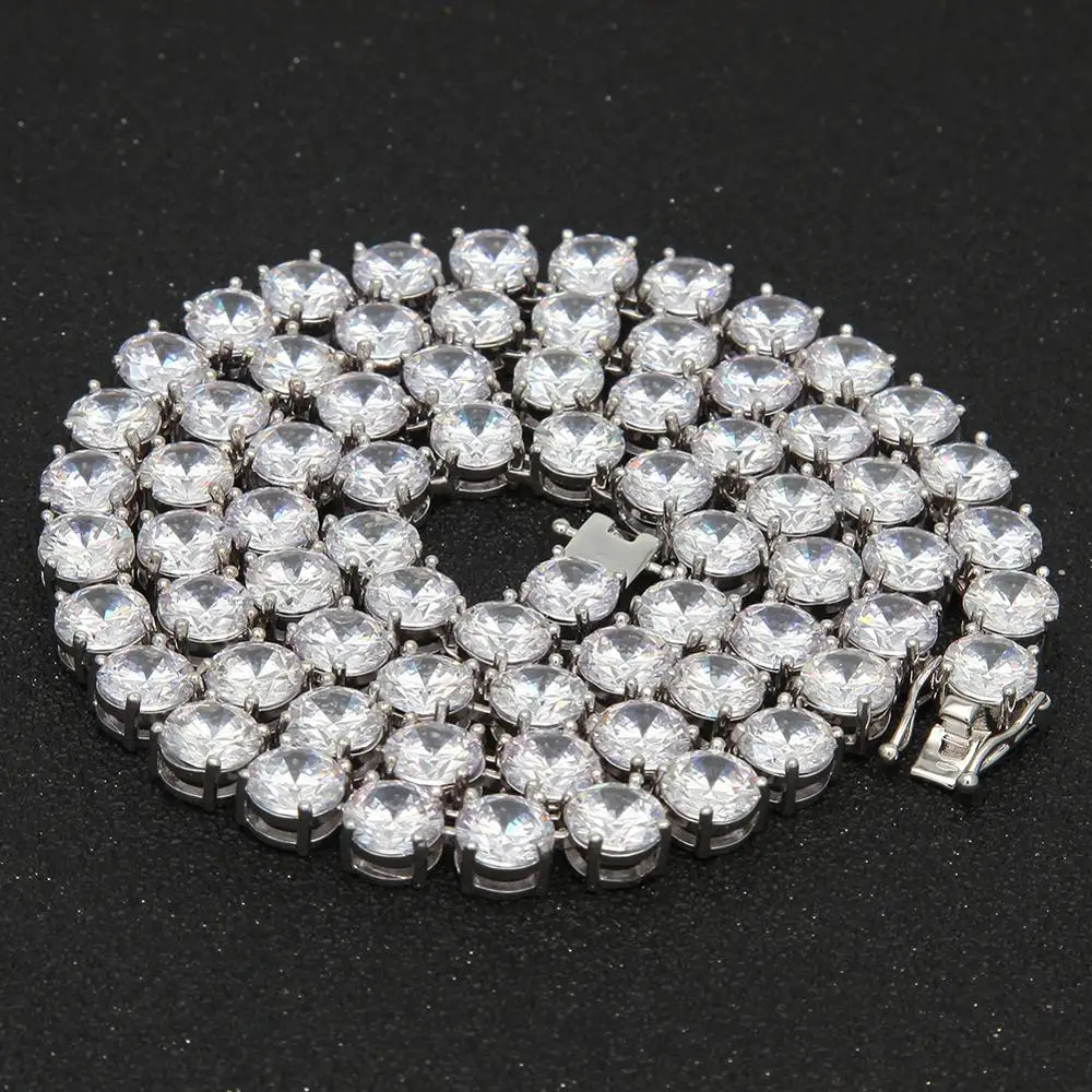 

8MM Four Claws Big Size 1 row Tennis Chain Iced Out Bling Necklace For Women Men Hip Hop Jewelry AAA CZ Stone Chain
