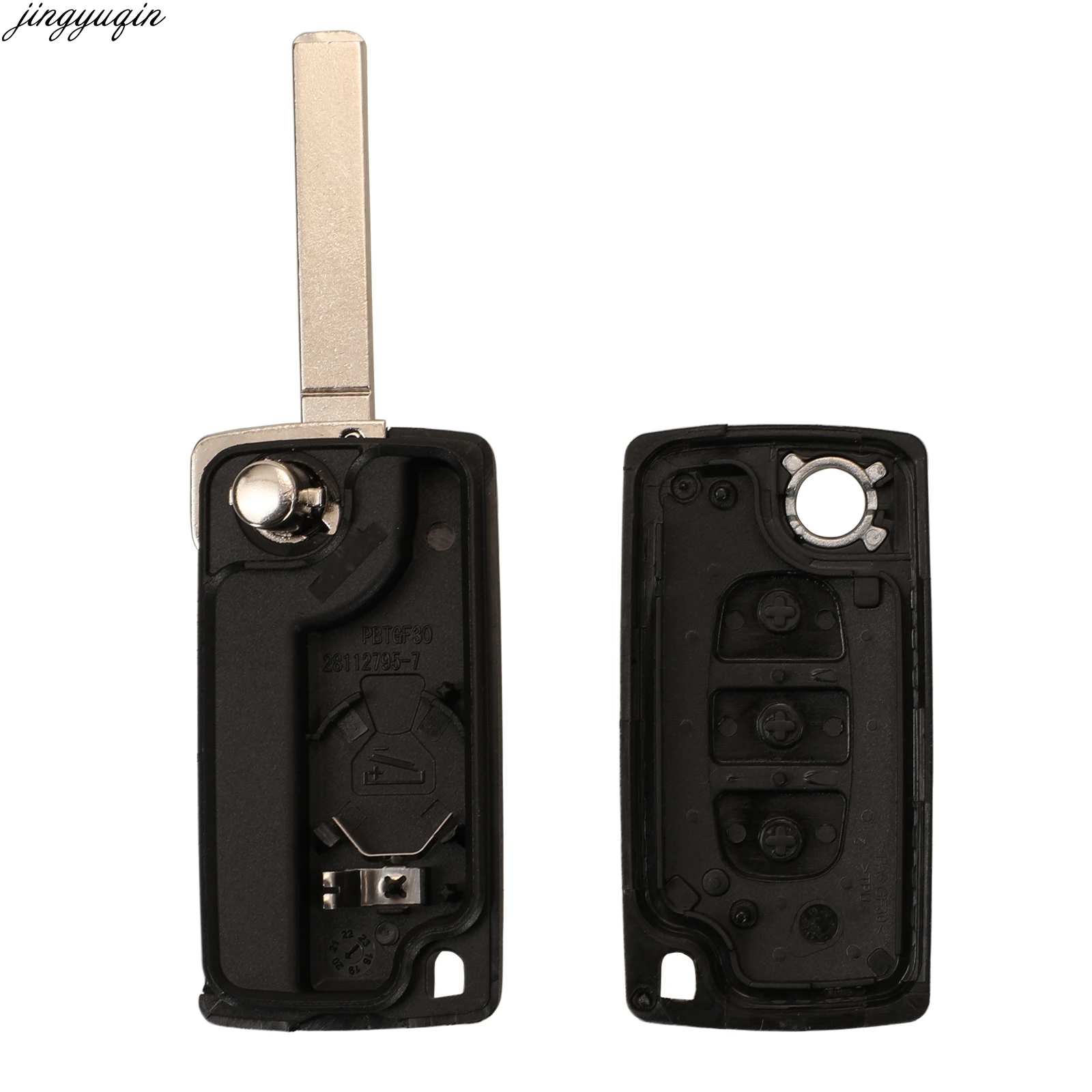 Jingyuqin Remote Car Key Case Shell For Peugeot e-Expert Partner Citroen Berlingo Fiat Scudo 3 Buttons Housing Fob Replacement key case car key shell key shell