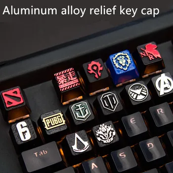 

1pc Aluminium Alloy relief key cap for MX switches mechanical Keyboard Metal Key Cap For PUBG WOW Dota 2 OverLord