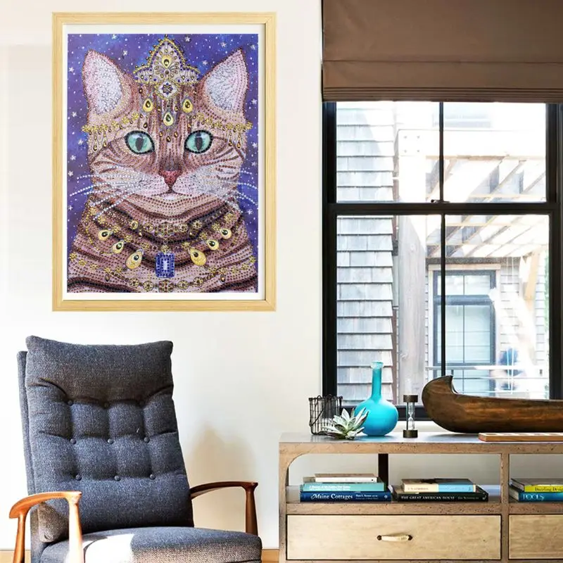 Cat 5D Special Shaped Diamond Painting Embroidery Needlework Rhinestone Crystal Cross Craft Stitch Kit Q6PE