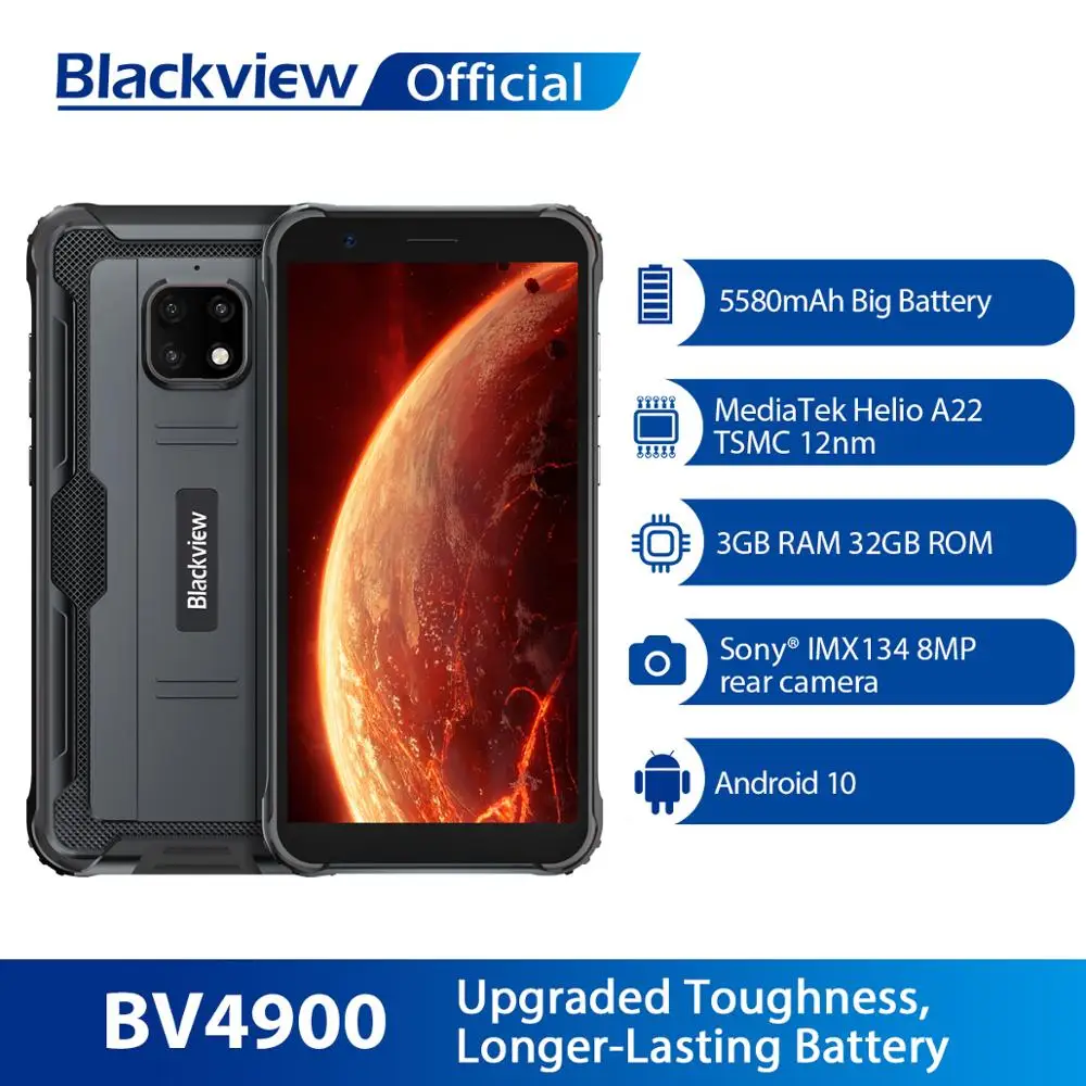 Blackview BV4900 IP68 Водонепроницаемый смартфон 3 ГБ + 32 прочный мобильный телефон 5580 мАч 5