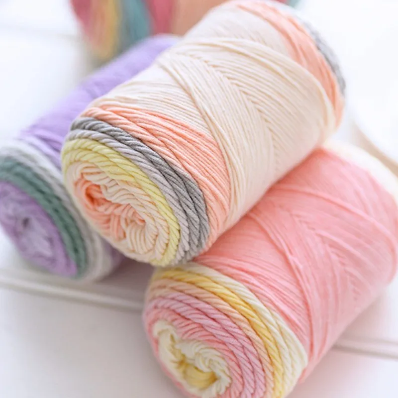 100g 193M Rainbow segment dyed yarn 5 Strand wool DIY Handmade knitted Baby sweater hat Scarf sofa cushion Cake | Дом и сад
