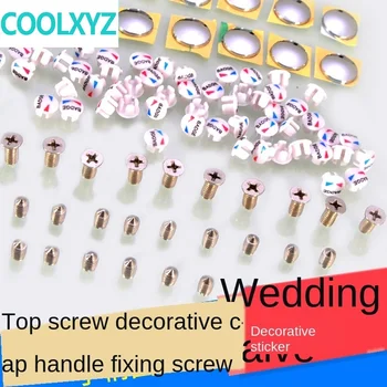 

Basin faucet handle red and blue standard handle fixing screw accessories screw top silk decorative cap cold and hot mark 2Pcs