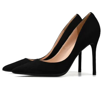 

New fashion sexy suede pointy Stiletto High Heels sexy women's professional large 34-46 single shoes