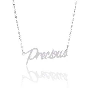 

Silver Color English Name Necklace Customized Nameplate Birthday Stainless Steel Engraving Gift Personalized Jewelry