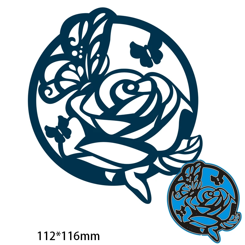 

Cutting Dies Rose Flower Metal and Stamps Stencil for DIY Scrapbooking Photo Album Embossing Paper Card112*116mm