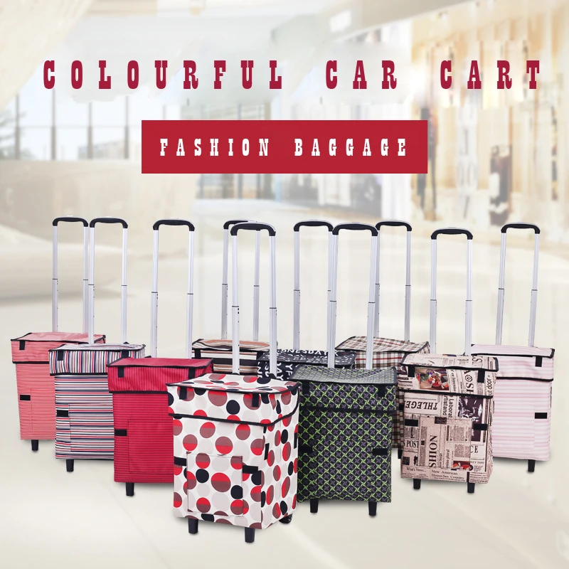 E-FOUR Car Trolley Hand Cart with Wheels Bigger Smart Cart Victorian Collapsible Rolling Utility Cart Basket Grocery Shopping