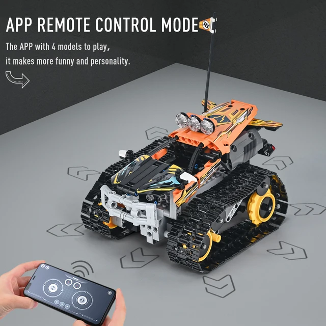 448 PCS Technical RC Tracked Stunt Vehicle Remote Control Racer Model Building Blocks APP RC Car Set Bricks Toys For Children  3