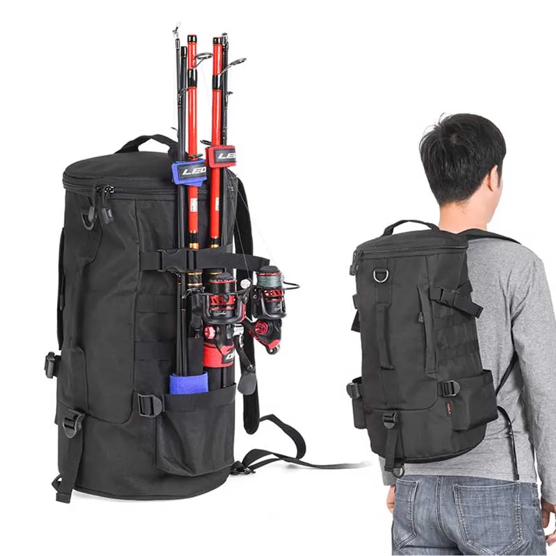 Heavy Duty Fishing Tackle Backpack Rucksack Outdoor Shoulders Bag 45x26x26cm