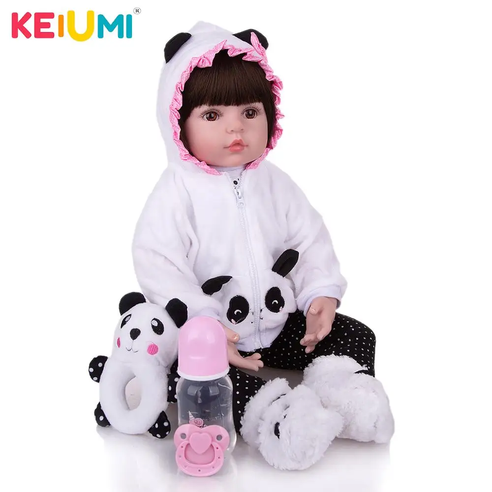 KEIUMI 24 дюйма панда Reborn Baby Doll новорожденный сестра милый ткани тела мягкие из