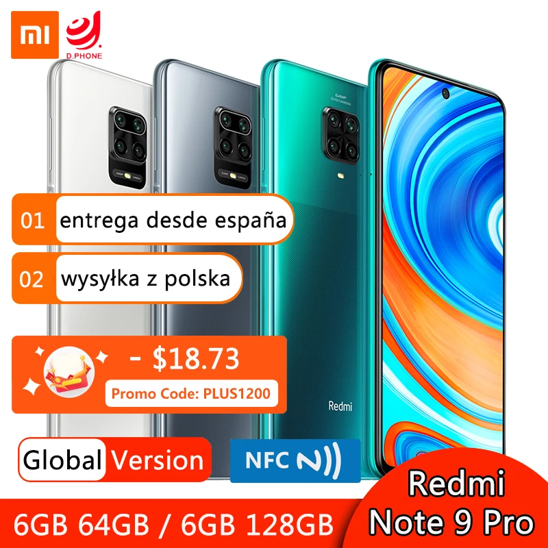 Global Version Xiaomi Redmi Note 9 Pro 6GB RAM 64GB / 128GB ROM Mobile Phone Snapdragon 720G 64MP Quad Camera 6.67 Global Version Xiaomi Redmi Note 9 Pro 6GB RAM 64GB / 128GB ROM Mobile Phone Snapdragon 720G 64MP Quad Camera 6.67