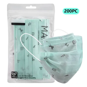 

200pcs Adult Mask Disposable Mask 3 Layer Earring Mask Fast Shipping Health Care Covers Mouths 3Ply Facemask Christmas Halloween