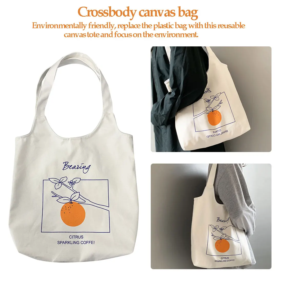 Женская сумка многоразовая пляжная сумка-шоппер Женская Холщовая Сумка через плечо Большая вместительная хлопковая тканевая сумка для покупок