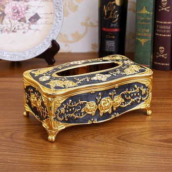 

Elegant Tissue Box for Paper Towel Gold Silver Storage Boxes Container Napkins Holder Case Organizer Home Hotel Bar Car Supplies