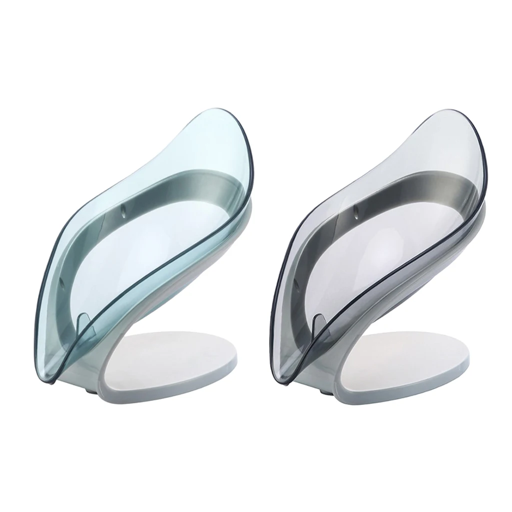 Self Draining Soap Holder Leaf Shape Soap Box Bathroom Plastic Non-slip Soap Dish Tray Creative Bathroom Kitchen Decors