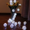 10/20/40 Led Rattan Balls Fairy String Decorative Lights Battery Operated Christmas Patio Garland Wedding Holiday Party Decor ► Photo 2/6