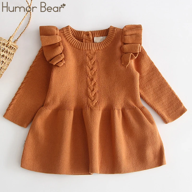 Humor Bear/зимнее платье для маленьких девочек; платье принцессы; Рождественский свитер с длинными рукавами; одежда для малышей; сезон весна-осень; платье для маленьких девочек; es