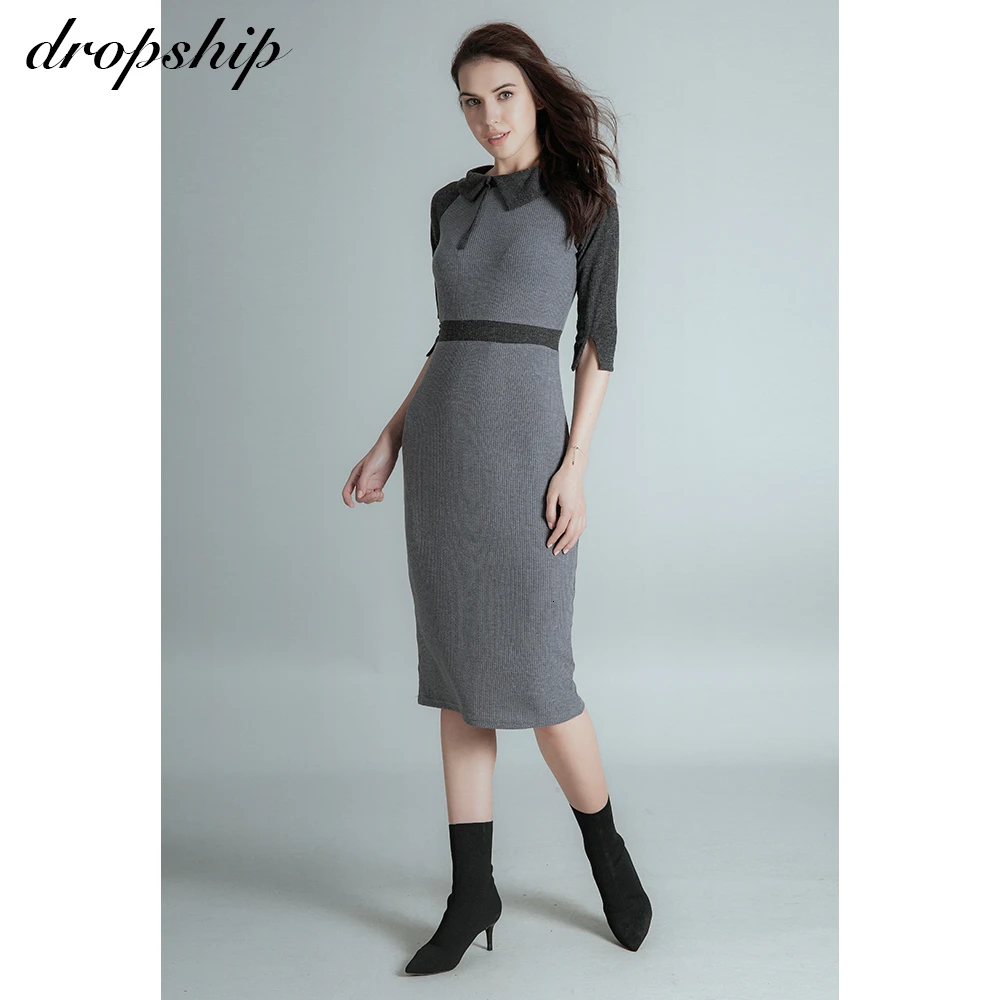

Dropship Bodycon Dresses For Women 2020 Casual Elegant Spring Midi Dress Office Ladies Dresses Casual Summer Dress Cotton