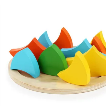 

Wooden Shape cognition Rainbow Magic Flower Building Blocks Digital learning Board Best Montessori Educational Gift