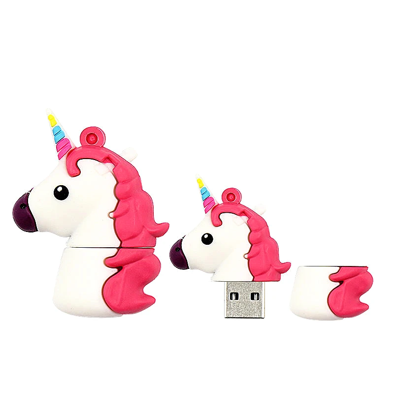 Флешка Единорог usb флеш-накопитель носитель в форме сказочного персонажа 4 ГБ 8 ГБ 16 ГБ 32 ГБ 64 ГБ 128 ГБ флеш-память животные Бесплатный