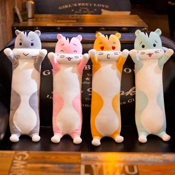 

1pc Cute Soft Long Hamster Plush Toys Stuffed Pause Office Nap Pillow Bed Sleep Pillow Home Decor Gift Doll for Kids Girls