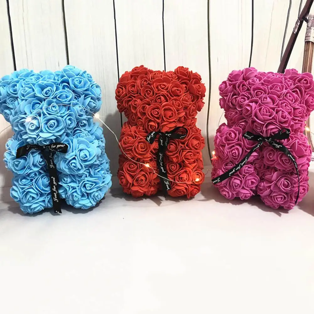 

Rose Bear Doll Simulated PE Flower Valentine's Day Decoration 25CM Best Gift Never Fade Away Quick Delivery