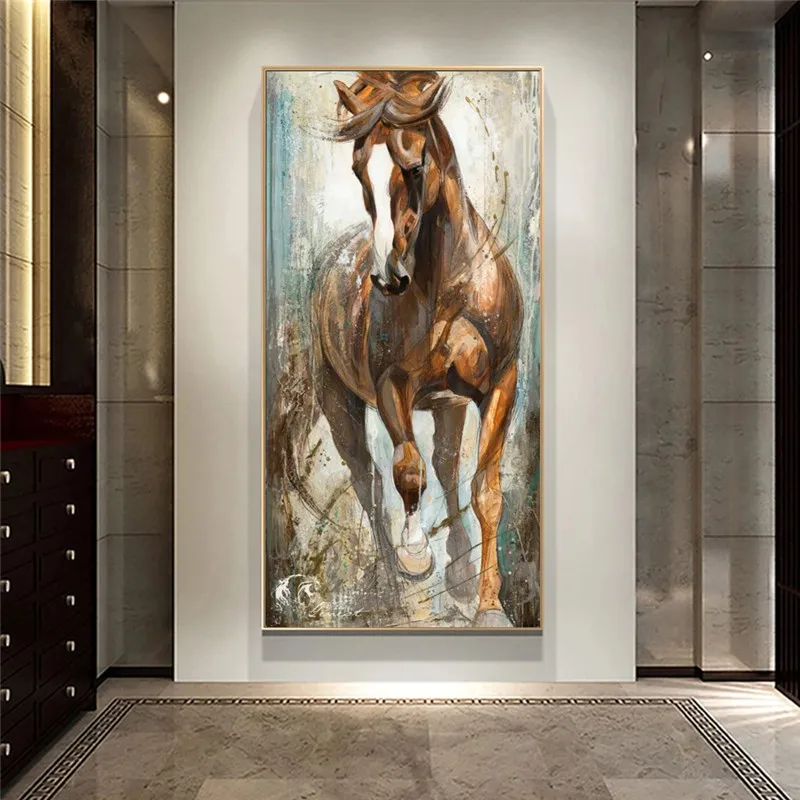 Wall Art Украшение холст абстрактная живопись Лошадь с печатью постера изображением